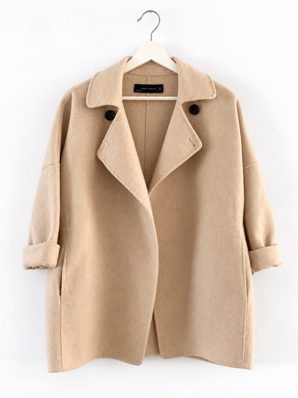 Zara Camel Wool-Blend Coat - Small Rip at Collar (Image 2)